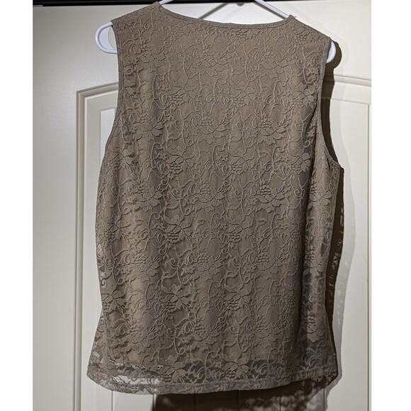WD.NY Mushroom Lace Overlay Scoop Neck Sleeveless NWT Tank/Shell Sz XL - Picture 2 of 11